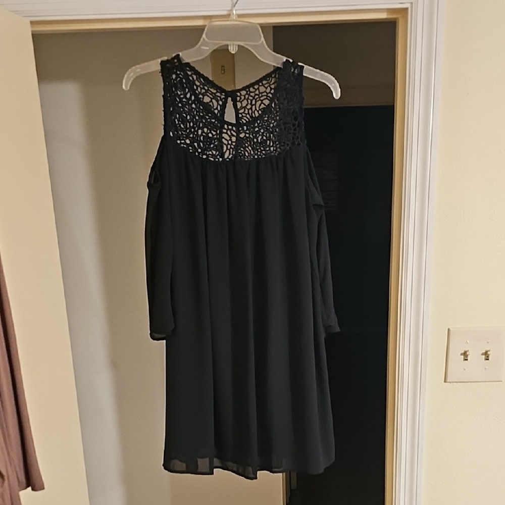 HeartSoul Black Crochet Long Sleeve Dress